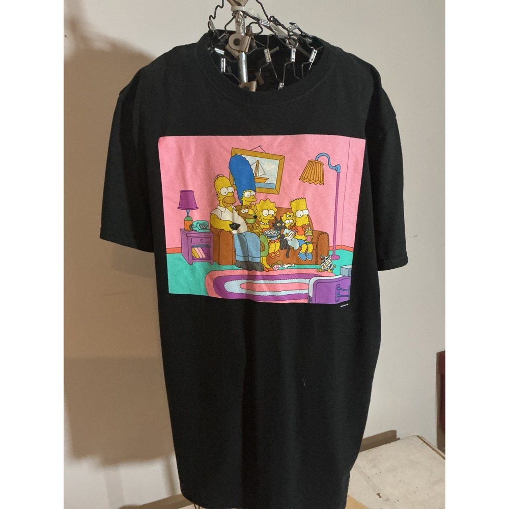 The Simpsons Couch Family Graphic T-Shirt Black Mens Large Matt Groening C-Life‎